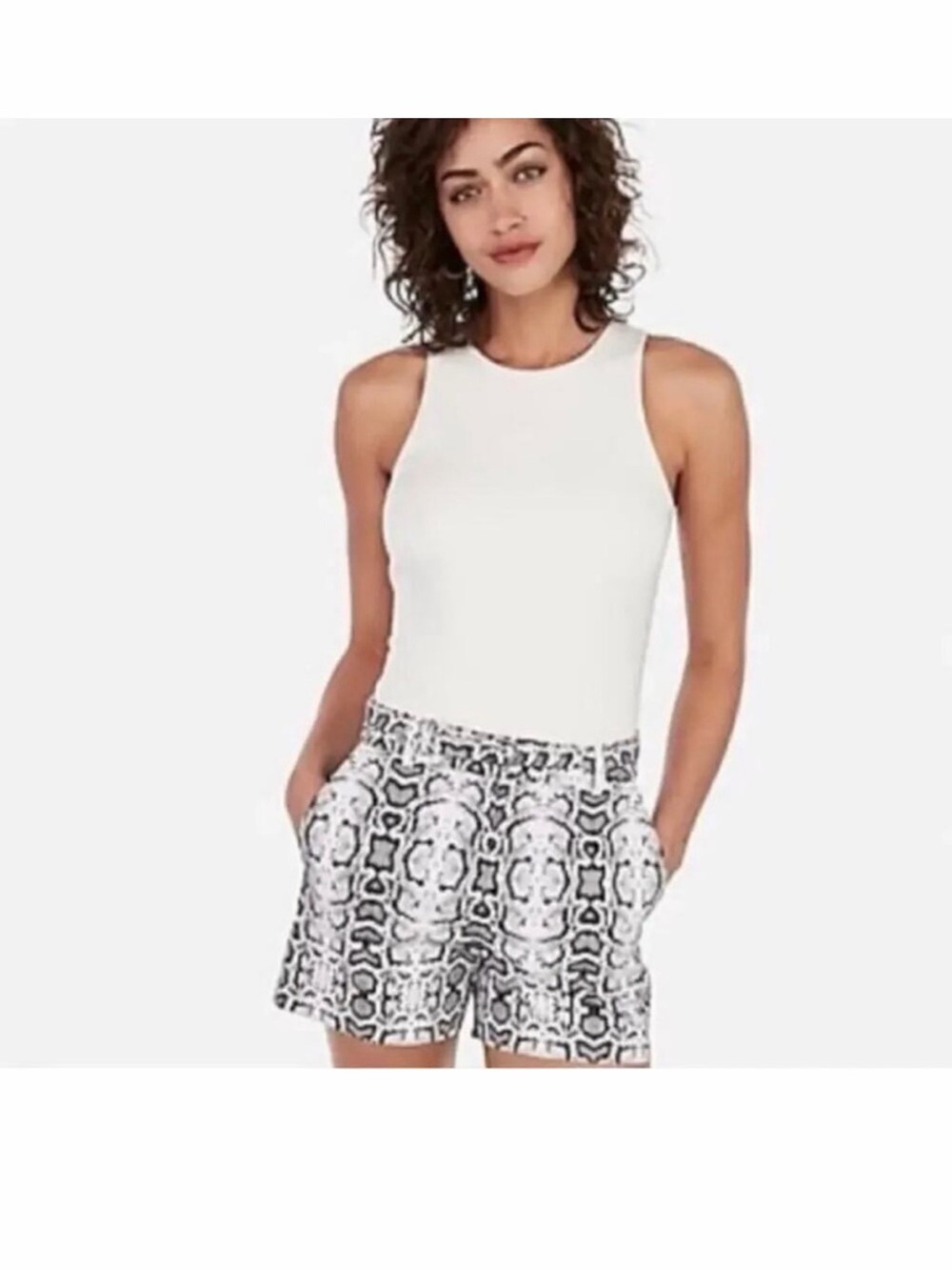 Express Snake Print High Waisted Shorts